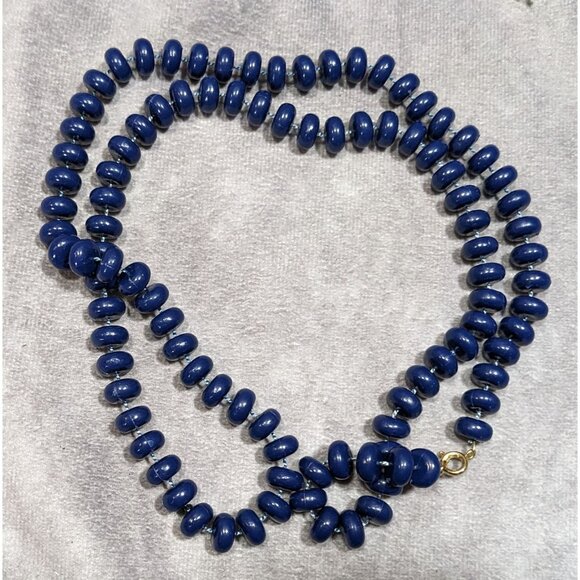 Retro Casual Navy Blue Beaded Lightweight Necklace - Picture 4 of 4
